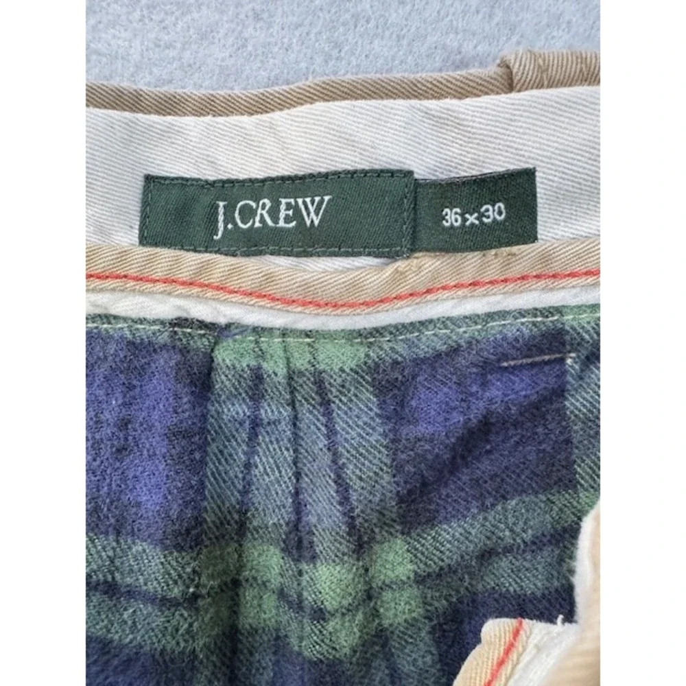 VTG J Crew Mens 36 x 30 Flannel Lined Khaki Chino Pants Tartan Plaid Y2K Grandpa